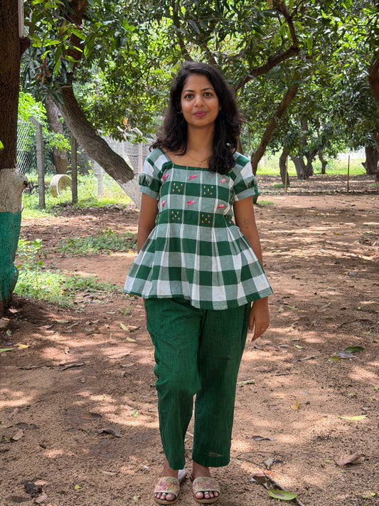 Gingham embroidered coord set