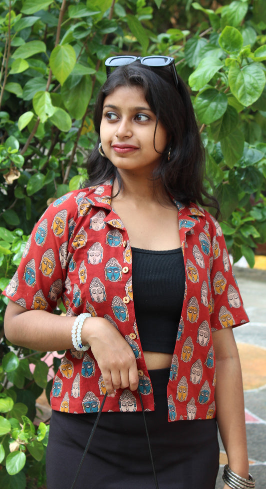 Kalamkari Printed Crop Shirt
