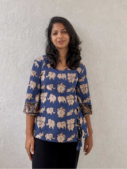 Elephant Print Tie Kurti