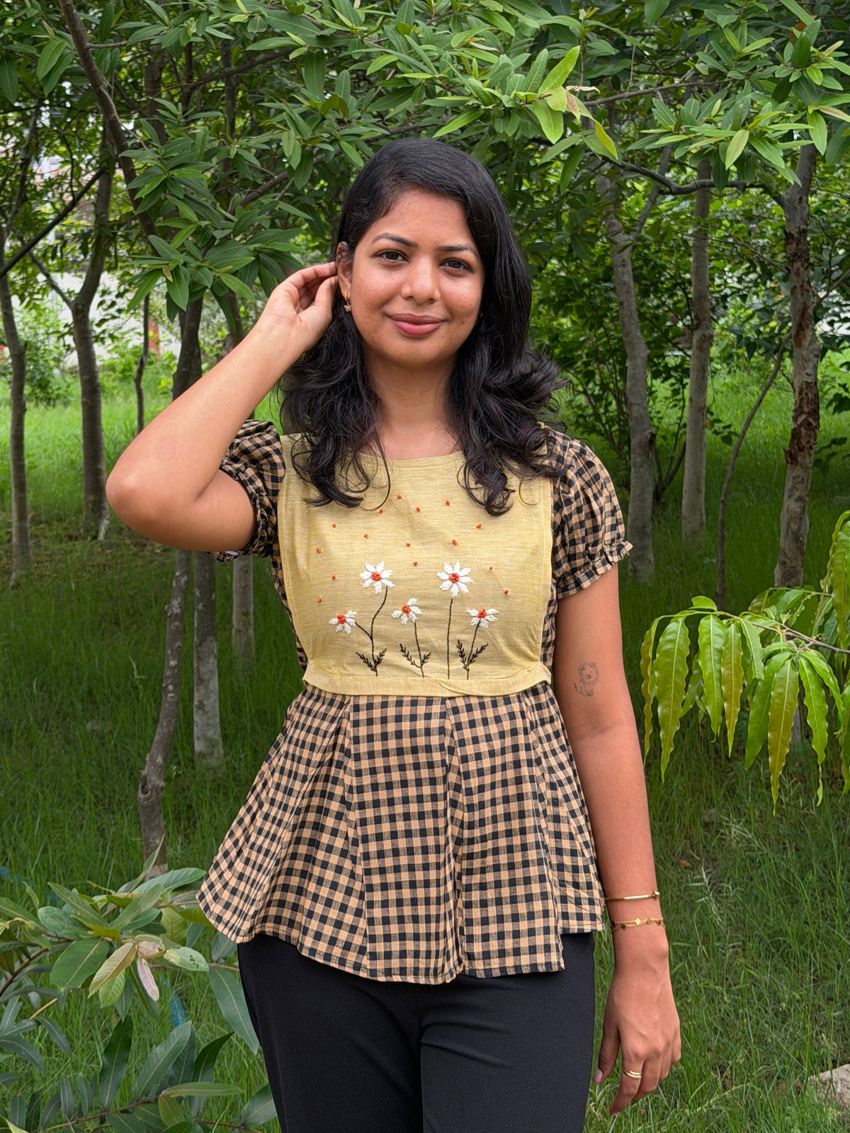 Manju Gingham Top