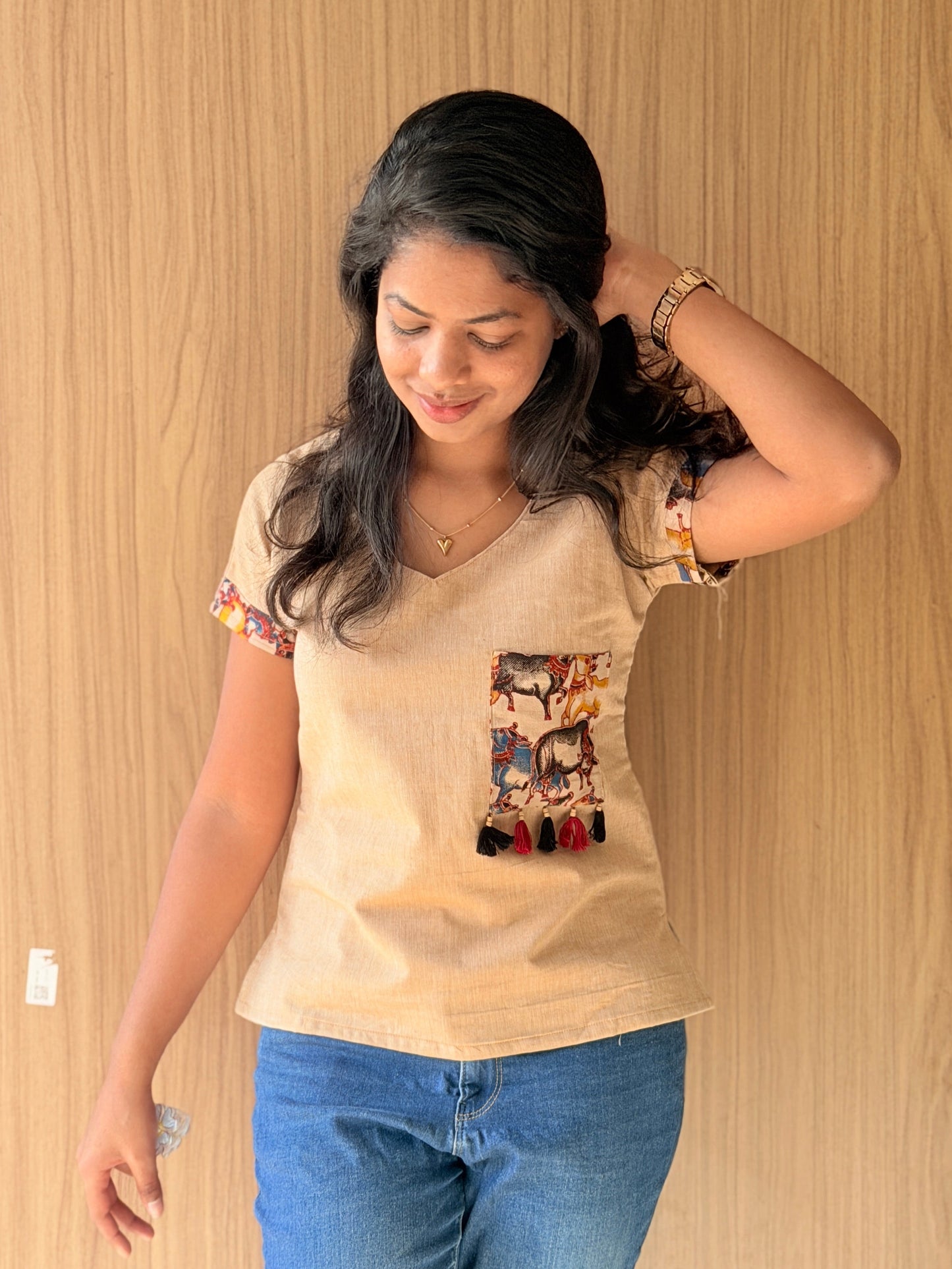 Pocket Print Tassel Top