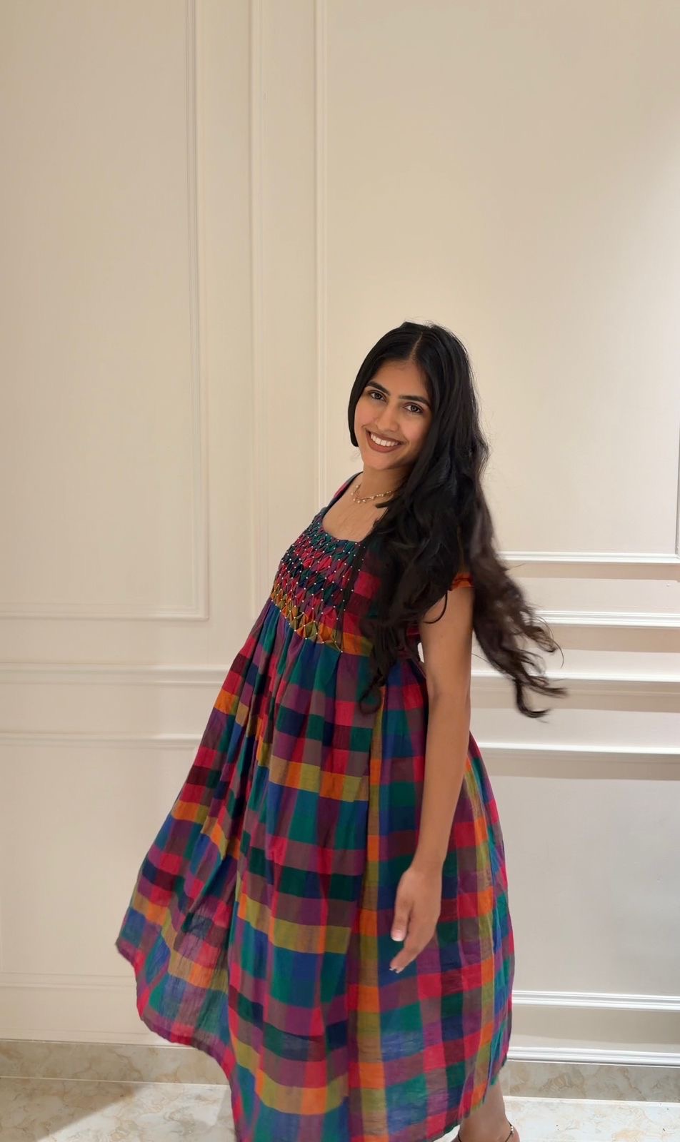 Madras checks - Hand Smocked Dress
