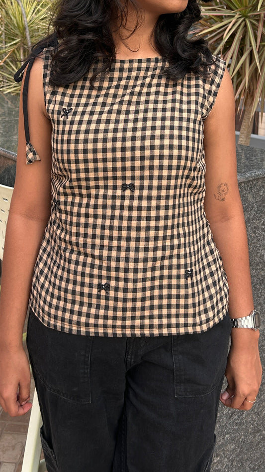 Bow Gingham Top