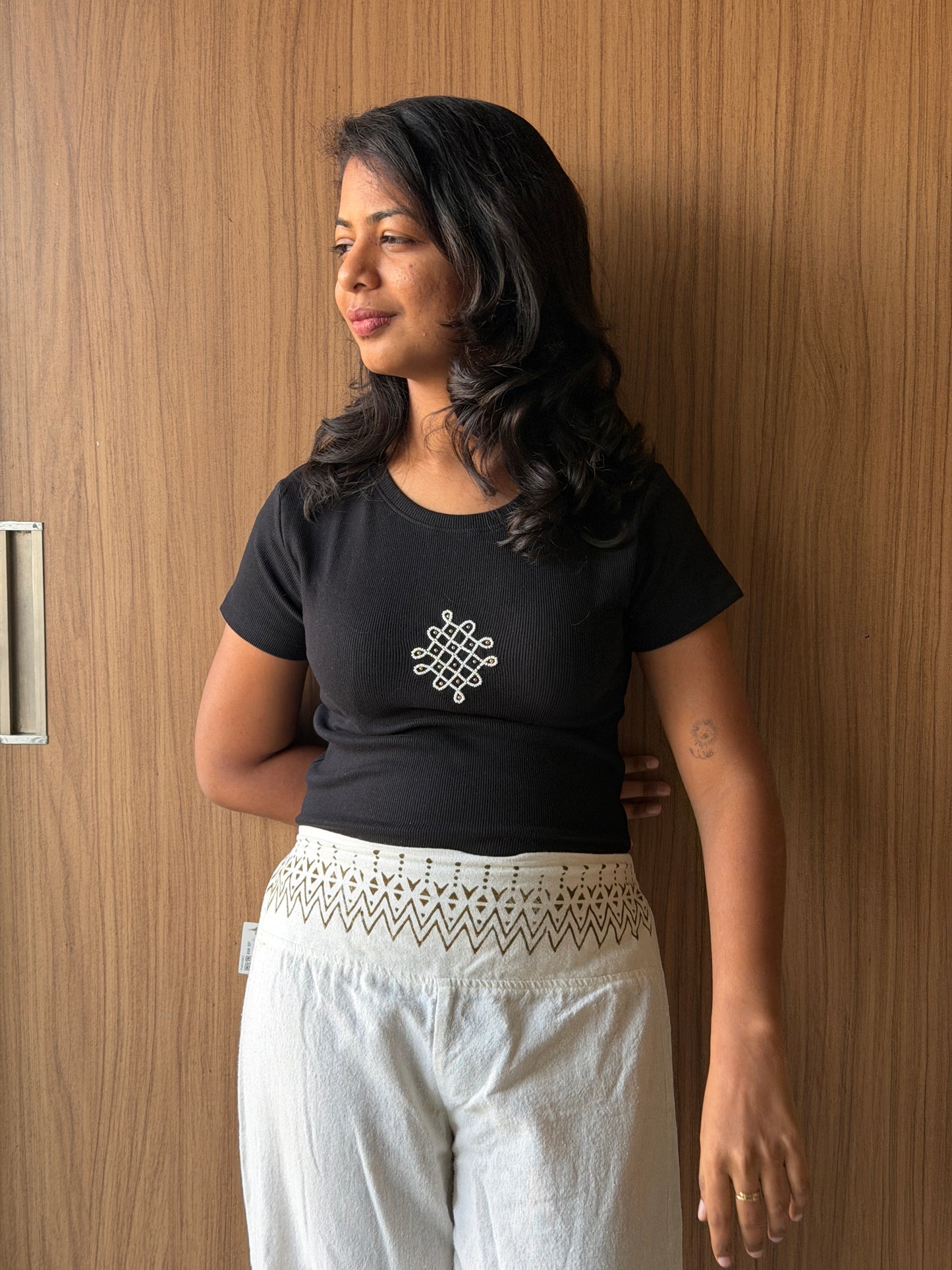 Kollam Black Beaded tshirt