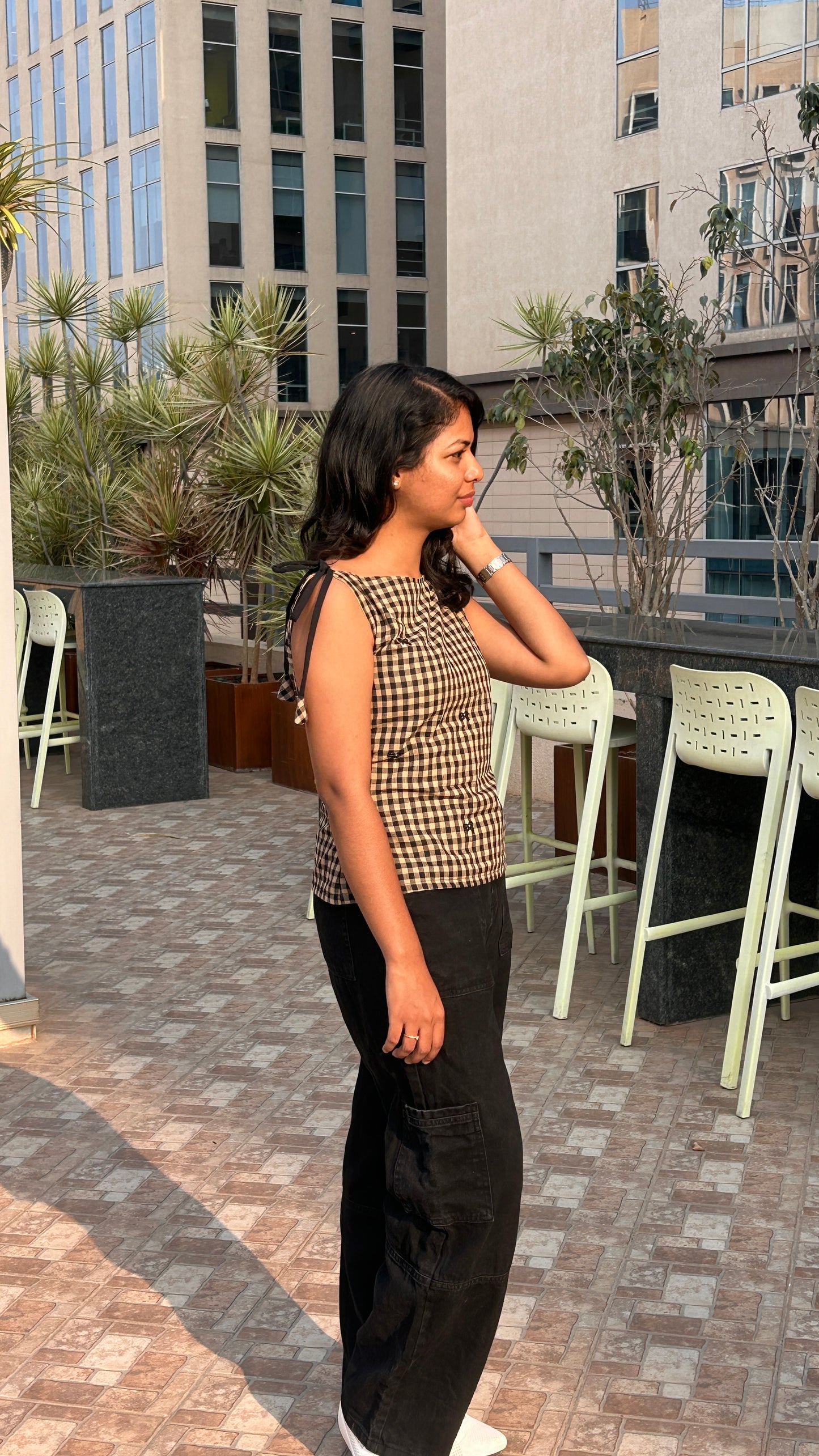 Bow Gingham Top