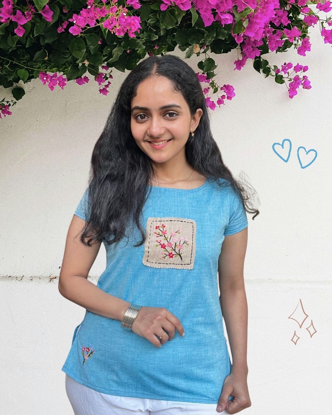 Cherry blossoms embroidered top