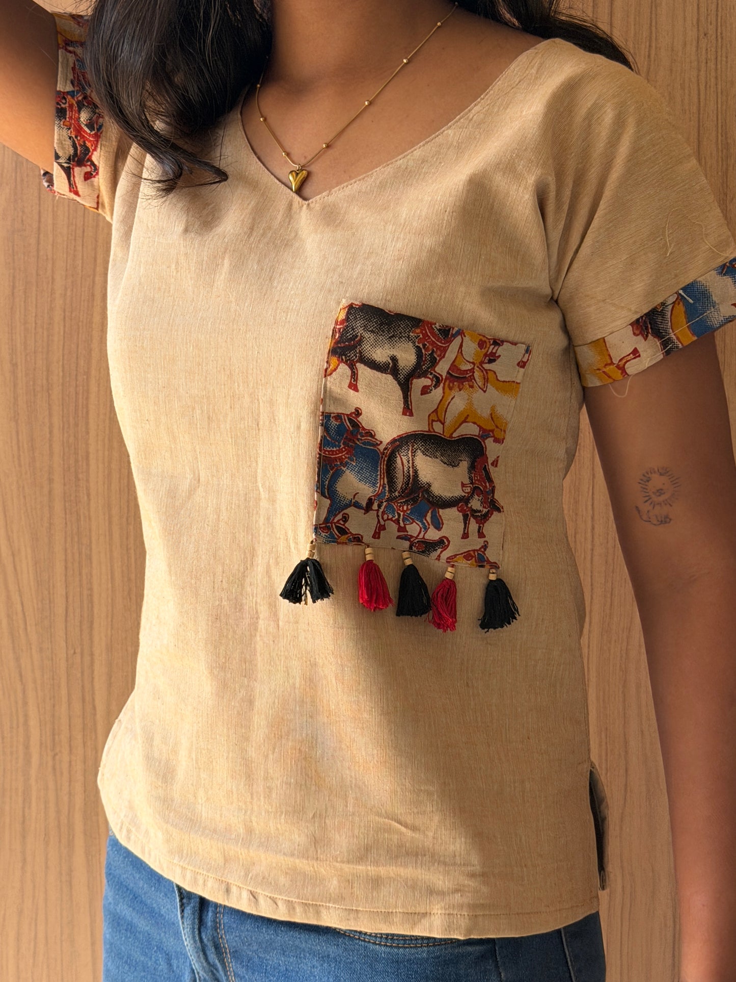 Pocket Print Tassel Top