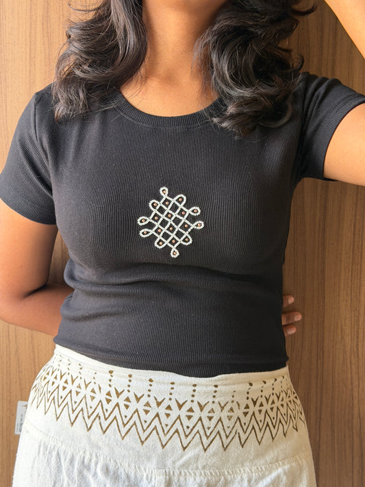 Kollam Black Beaded tshirt