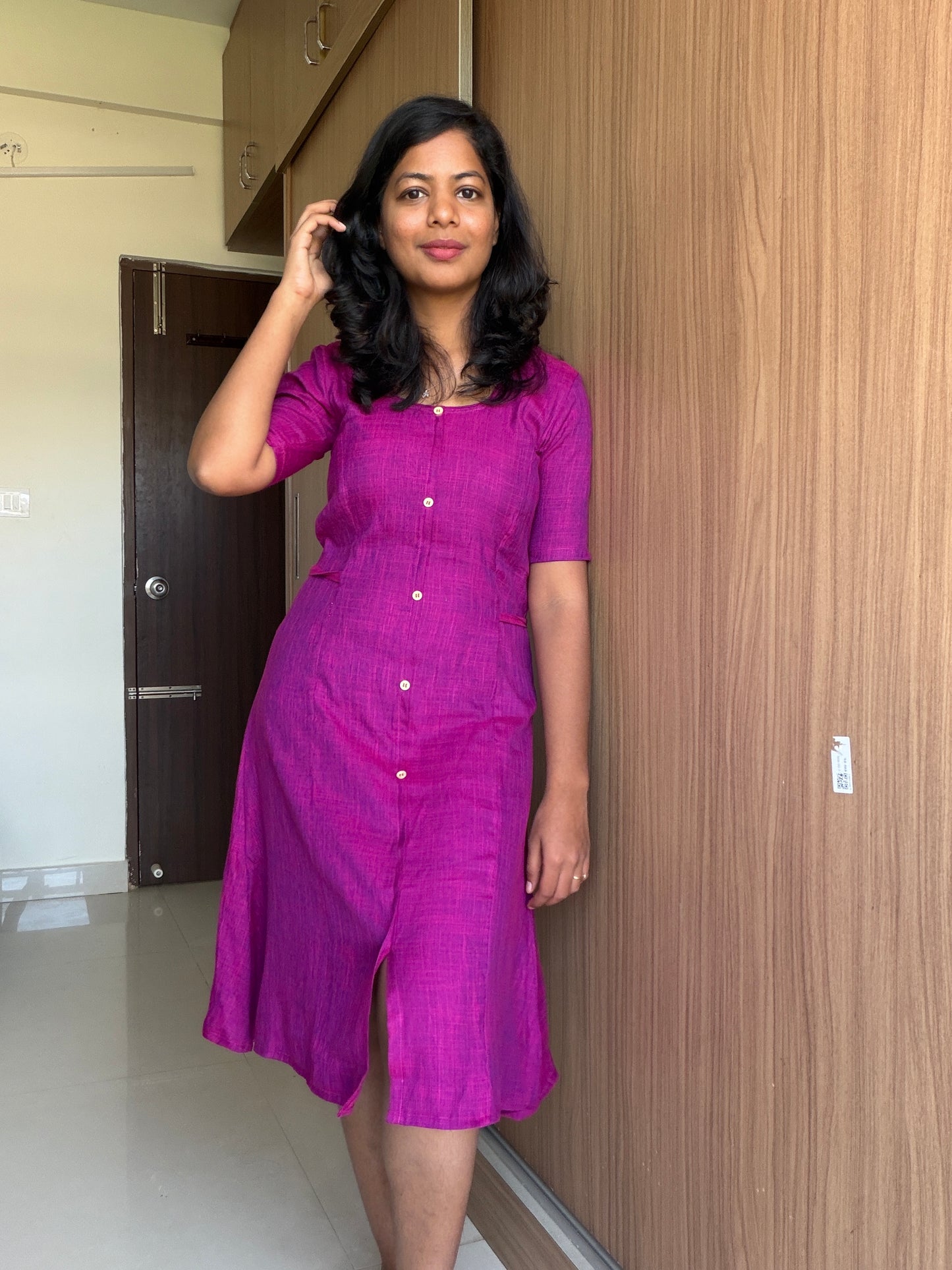 Berry Tie-Front summer Dress
