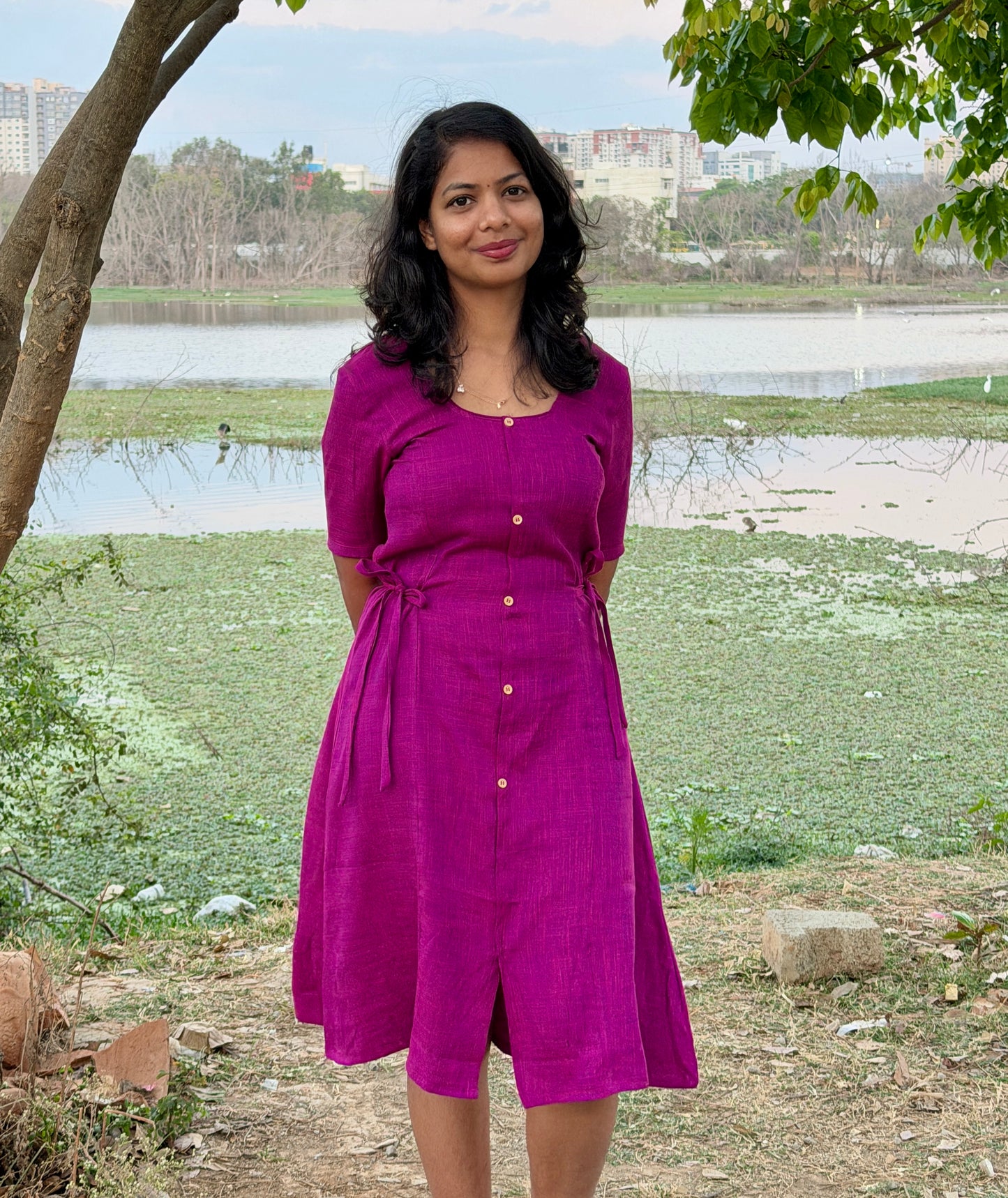 Berry Tie-Front summer Dress