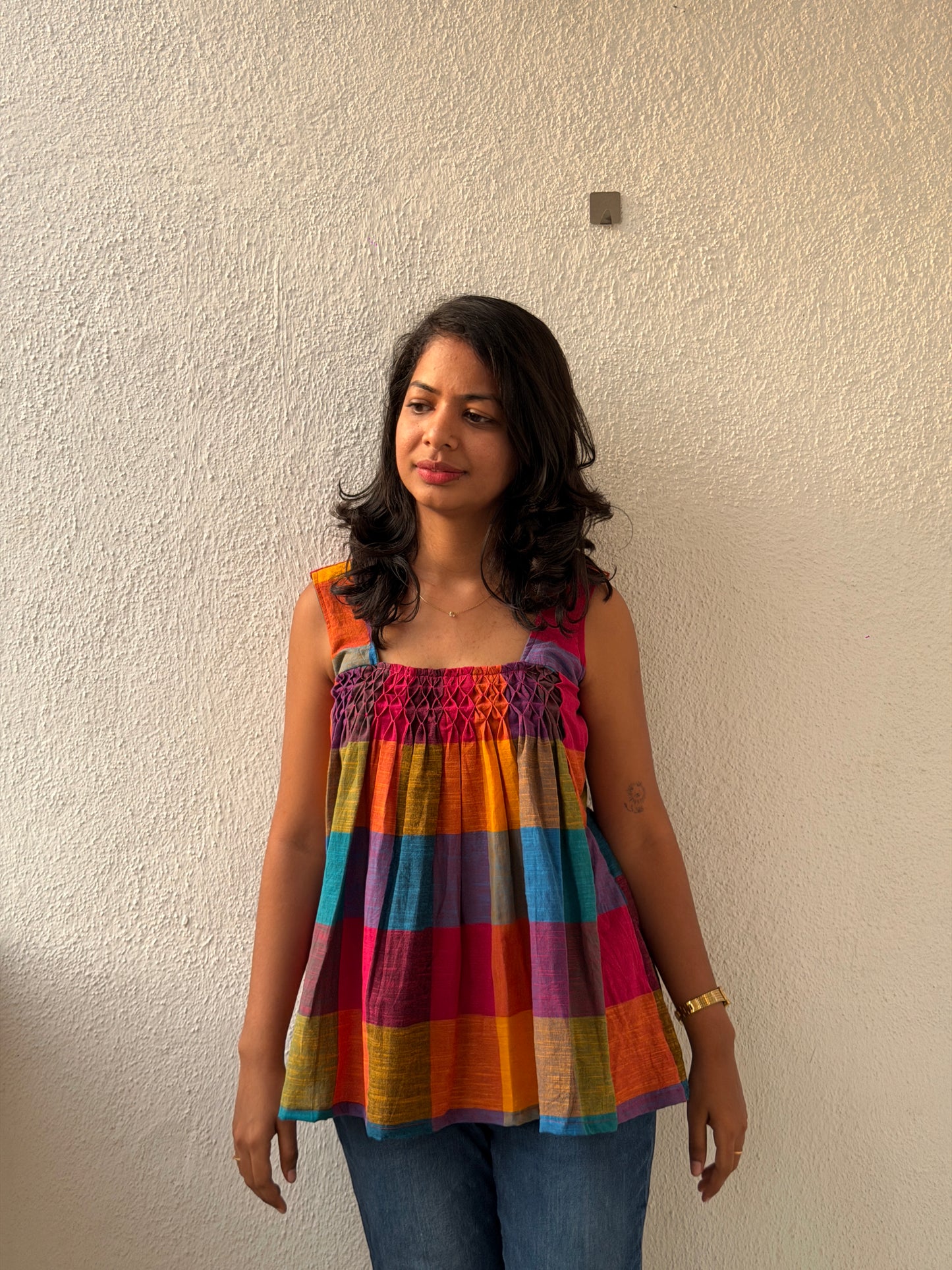 Madras Checks - Hand smocked top