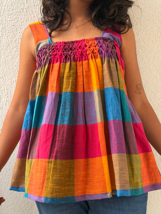 Madras Checks - Hand smocked top