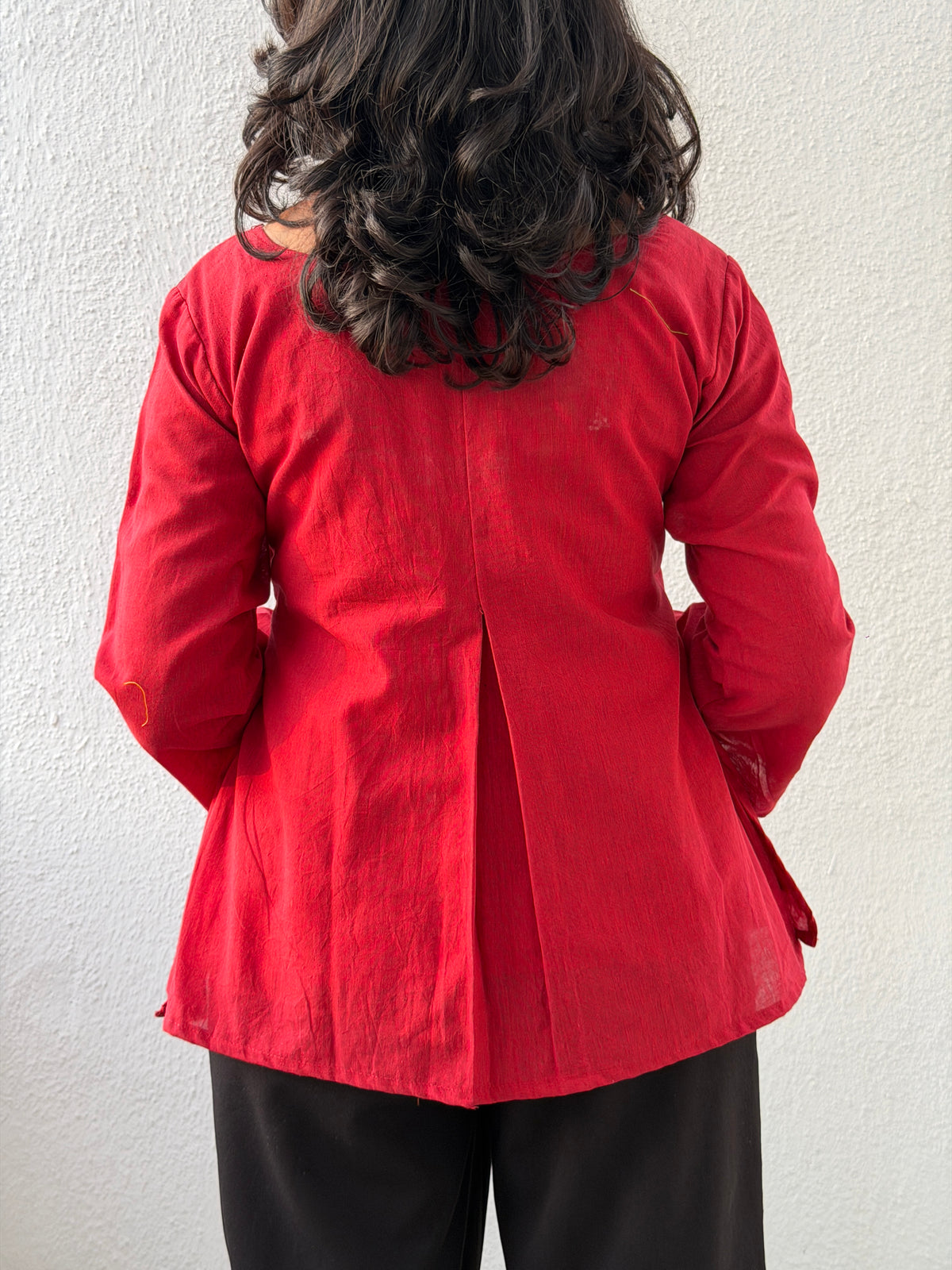Red Bapu bomma short kurti full sleeves
