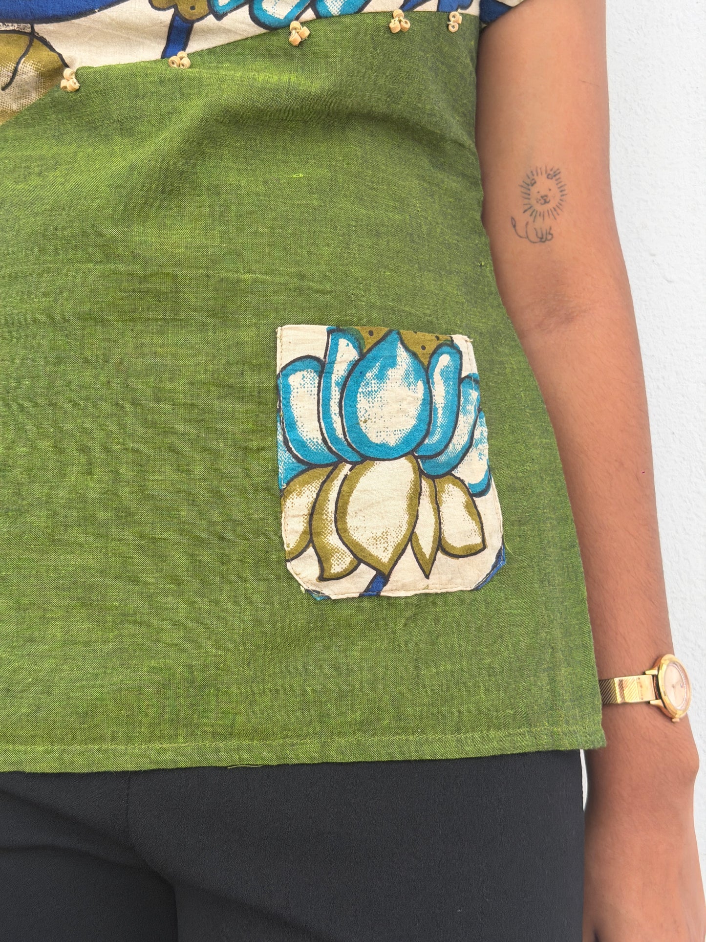 Green Kalamkari Patch Top