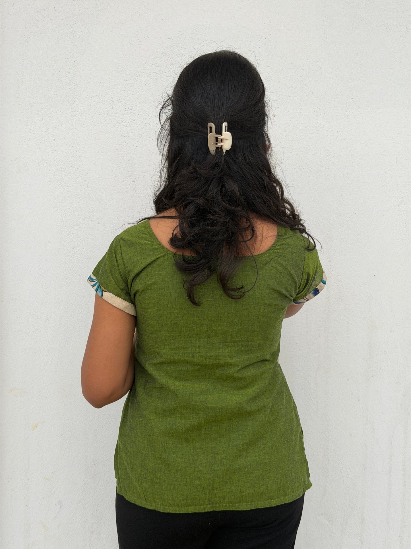 Green Kalamkari Patch Top