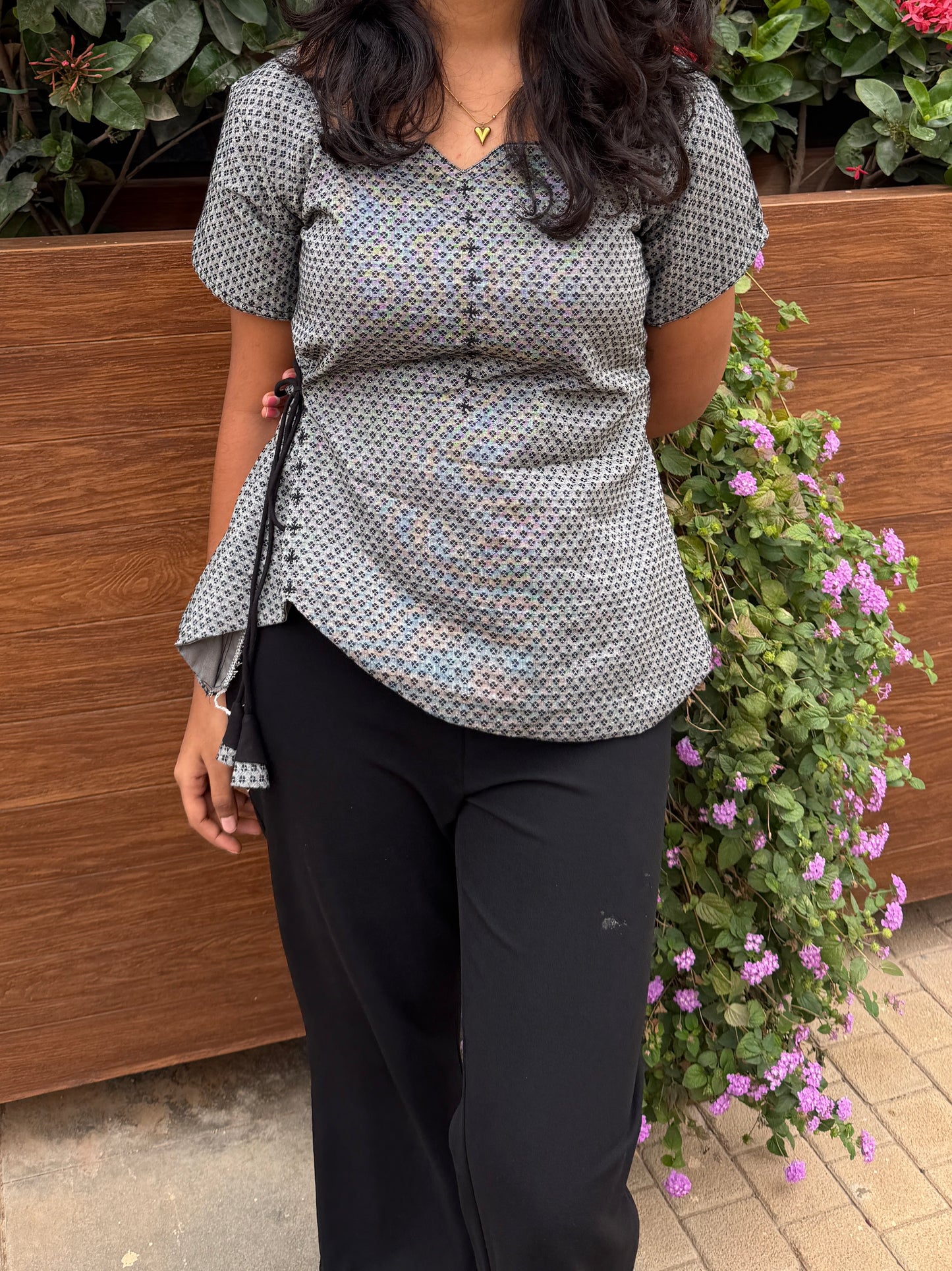 Black Tie Cotton Top