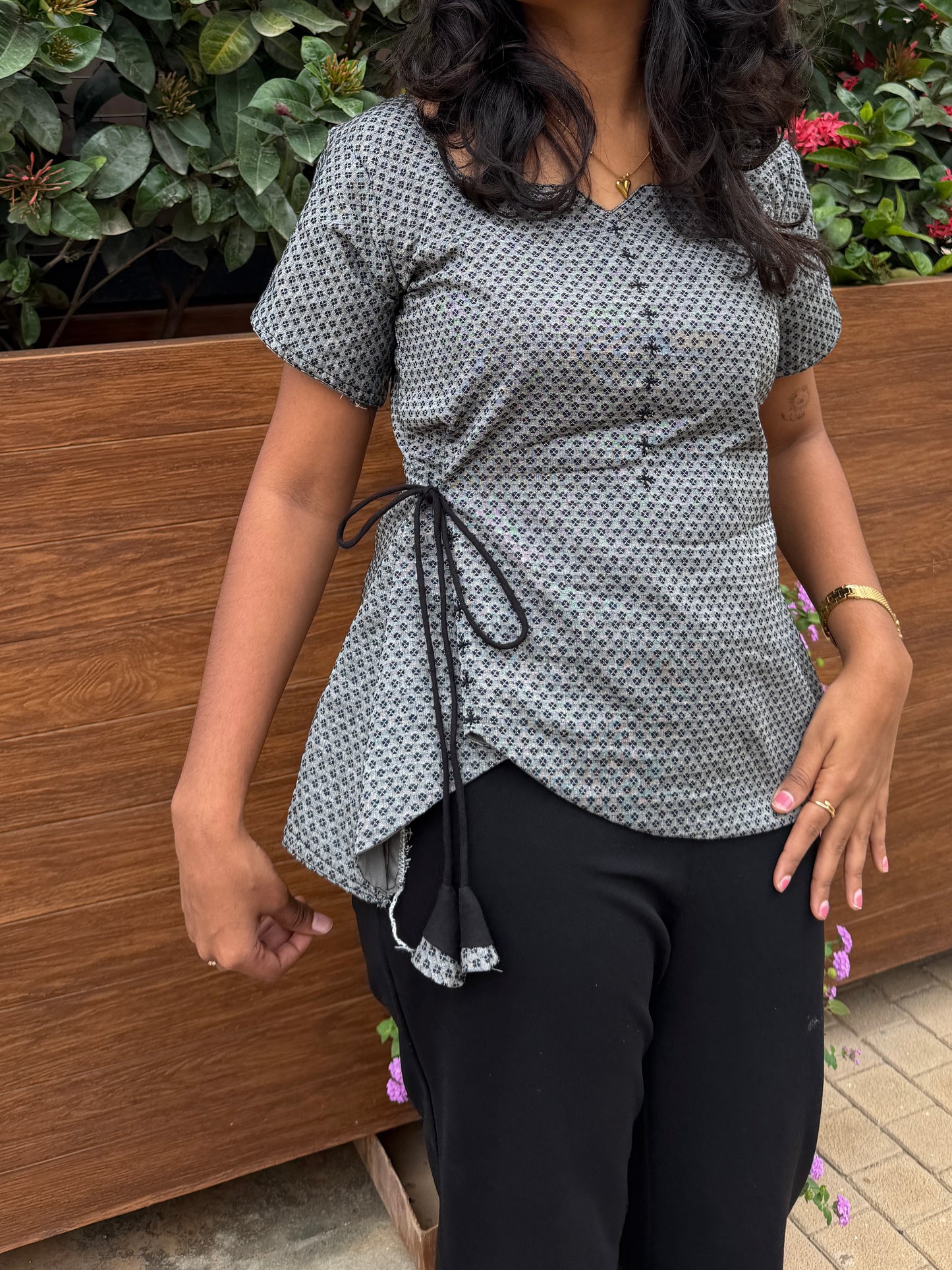Black Tie Cotton Top
