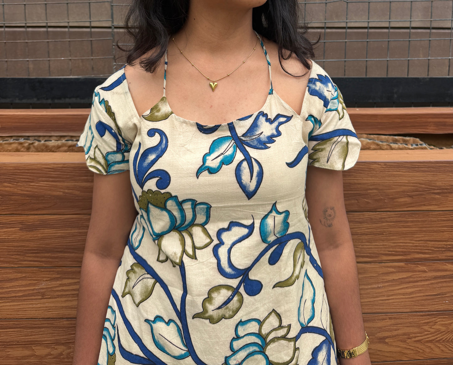 Kalamkari Lotus Blue Kurti