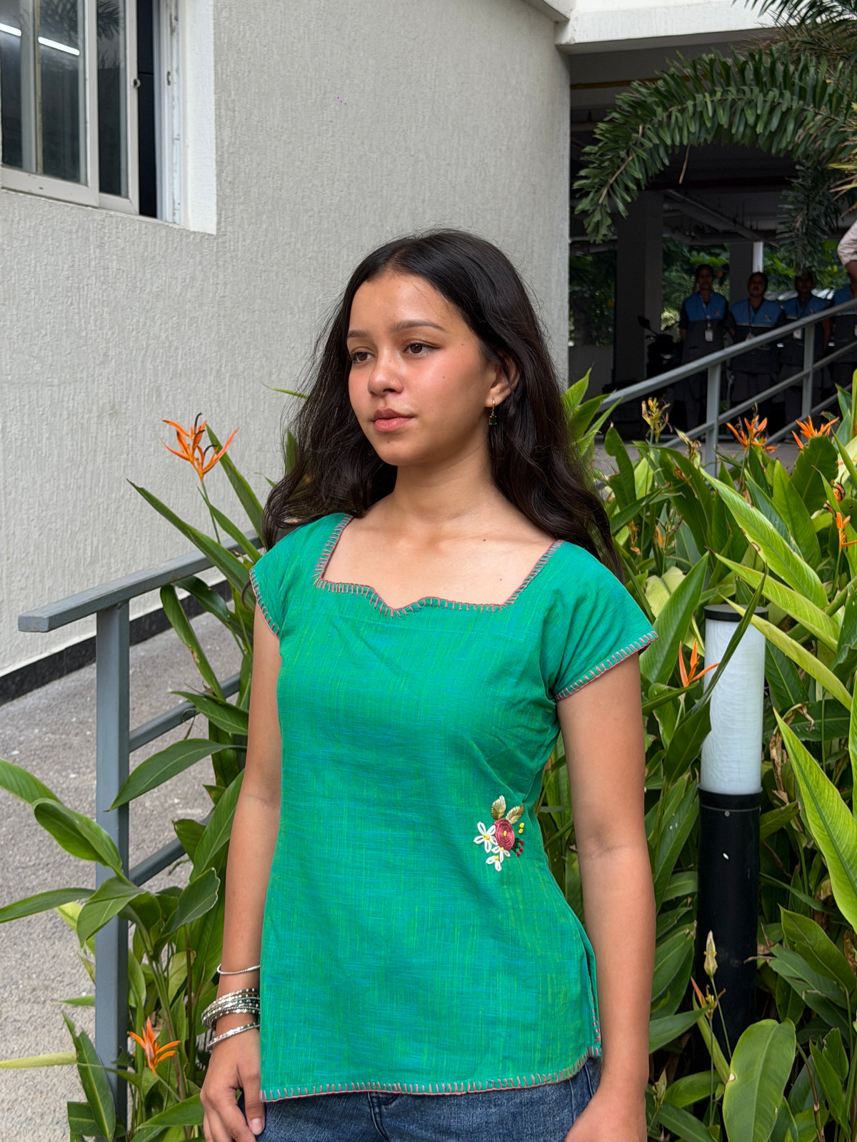 Phool Embroidered Short Kurti