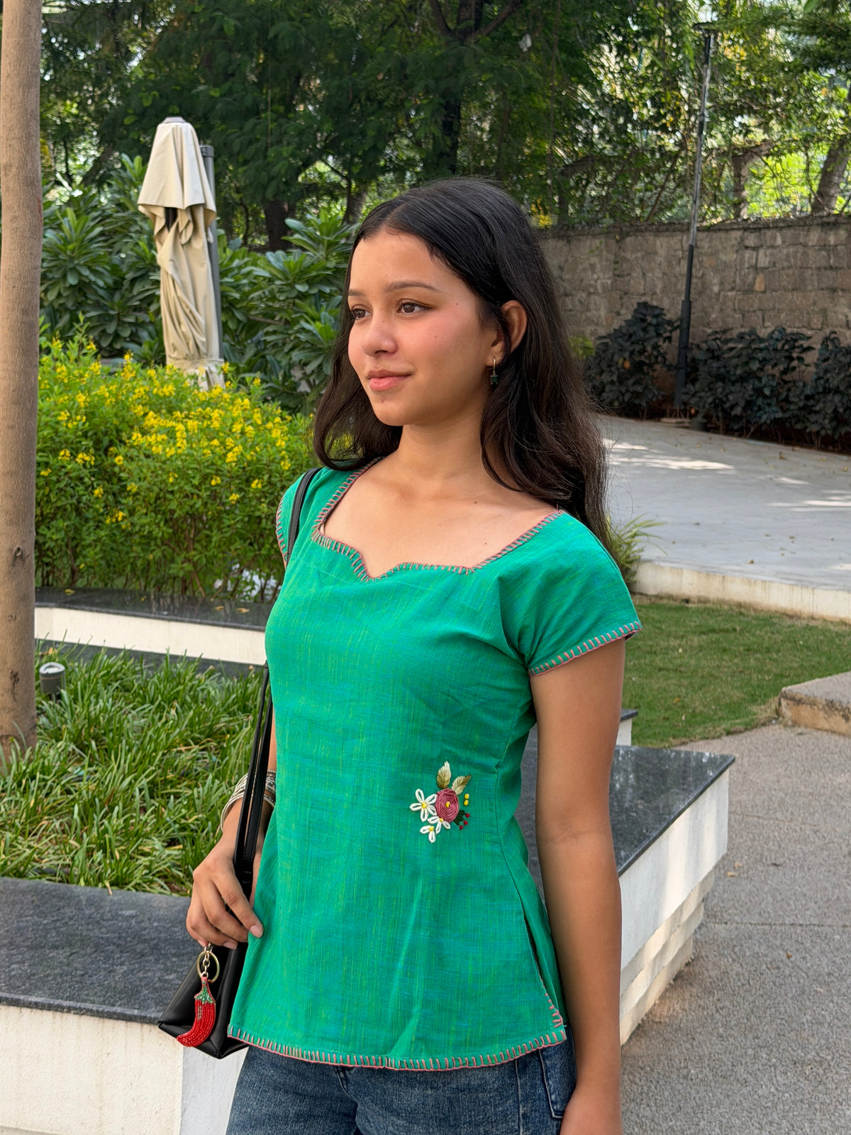 Phool Embroidered Short Kurti