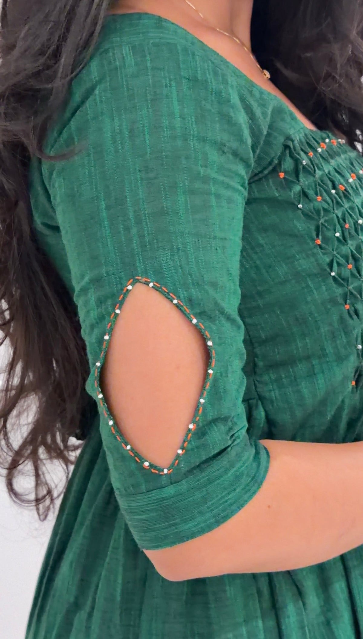 Vana Green Hand Smocked Dress
