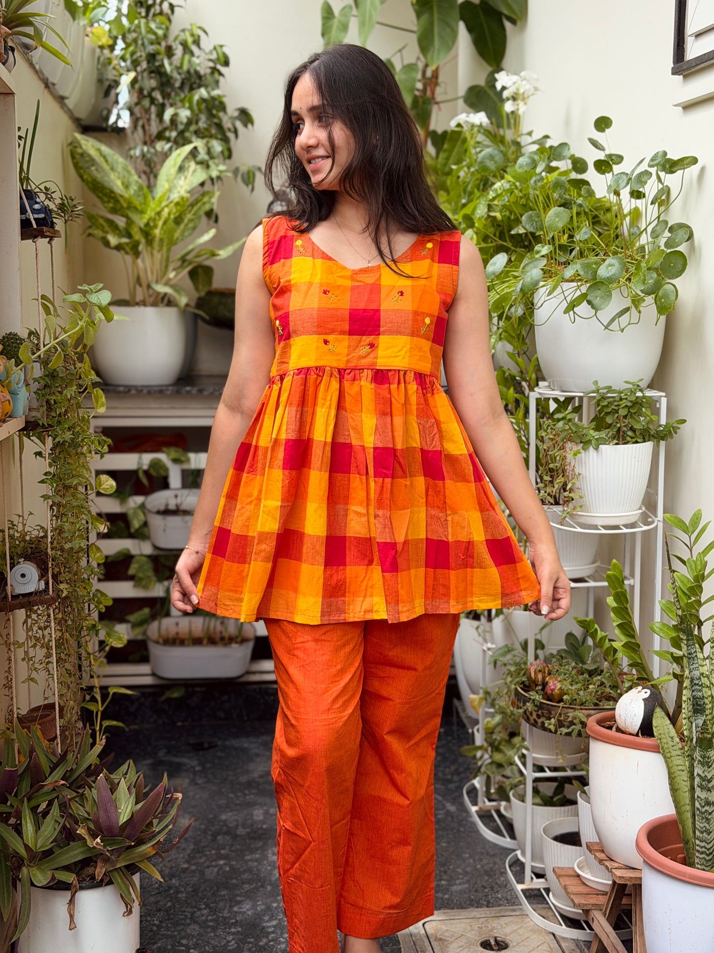 Sunset Checks Cotton Coord Set