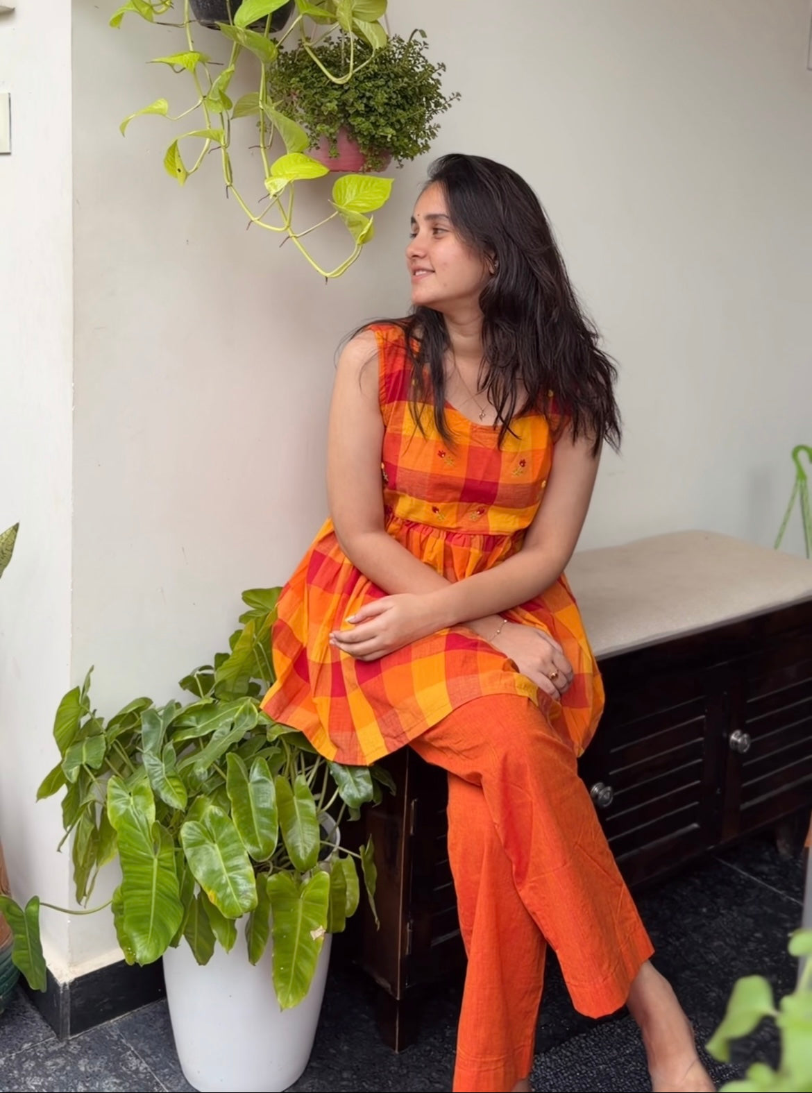 Sunset Checks Cotton Coord Set