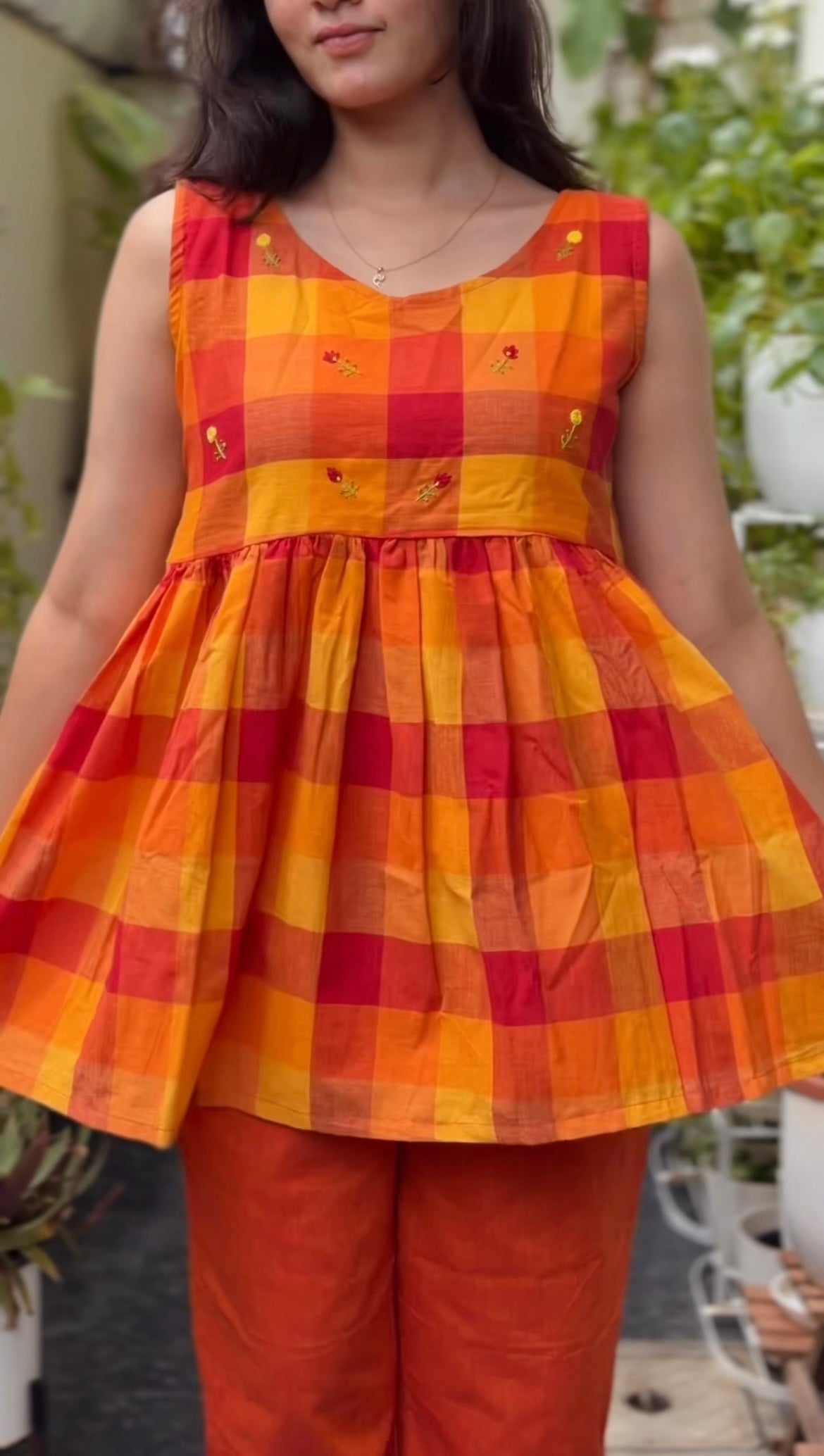 Sunset Checks Cotton Coord Set