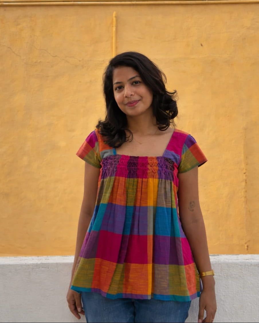 Madras Checks - Hand smocked top