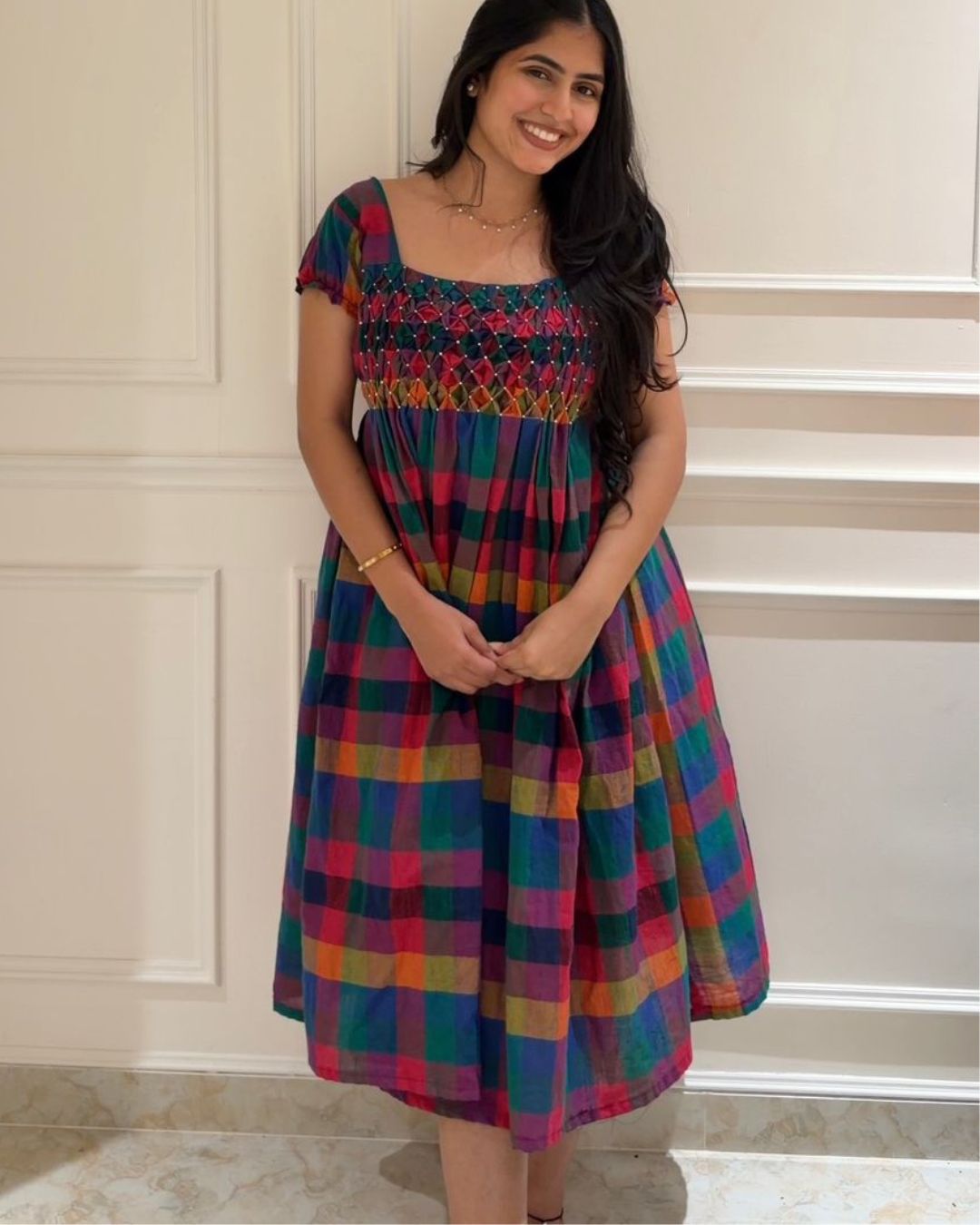Madras checks - Hand Smocked Dress