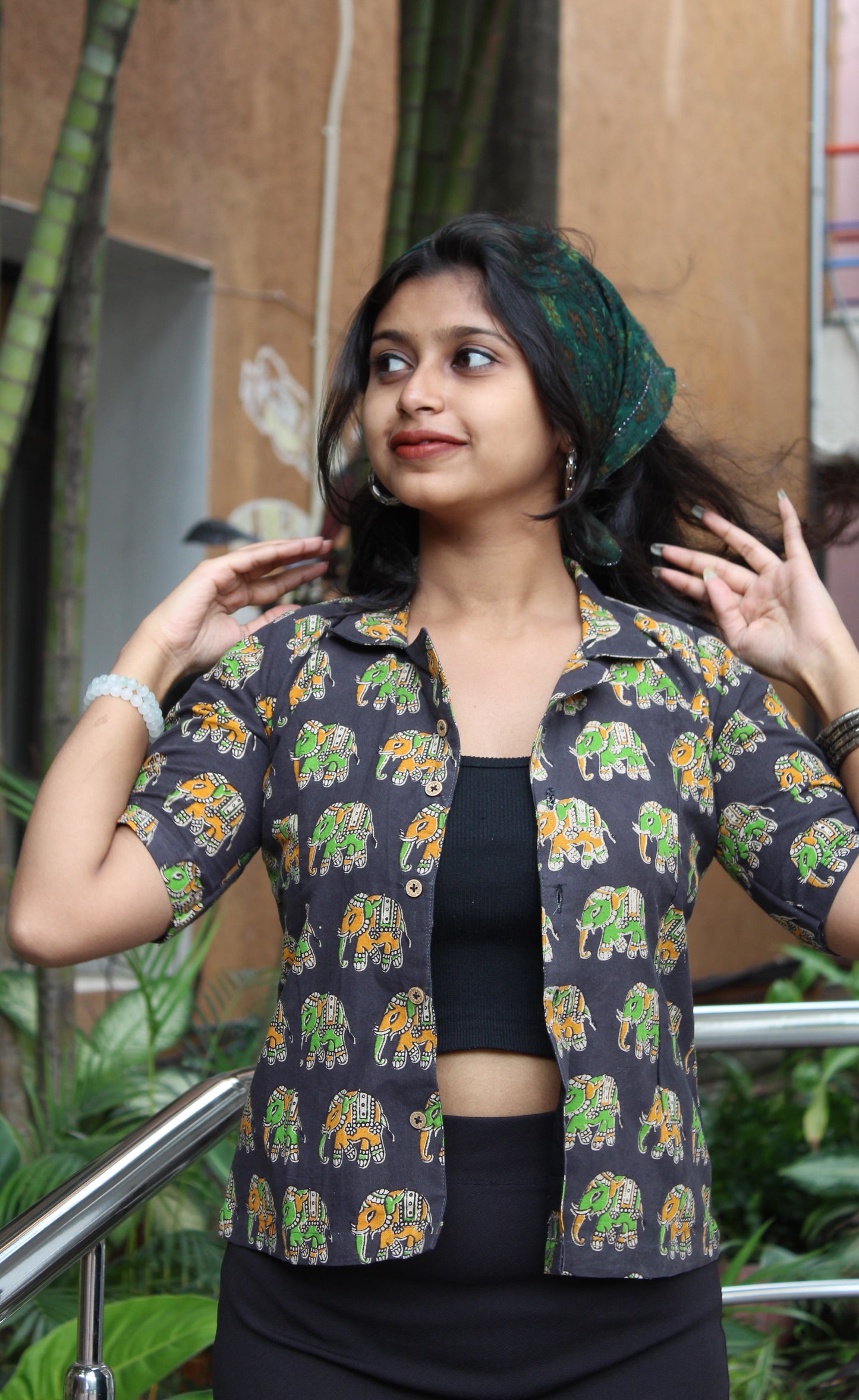 Kalamkari Printed Crop Shirt