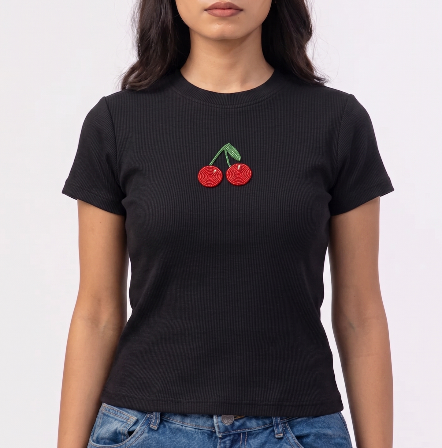 Women's Cherry Beaded Tshirt | Casual Wear