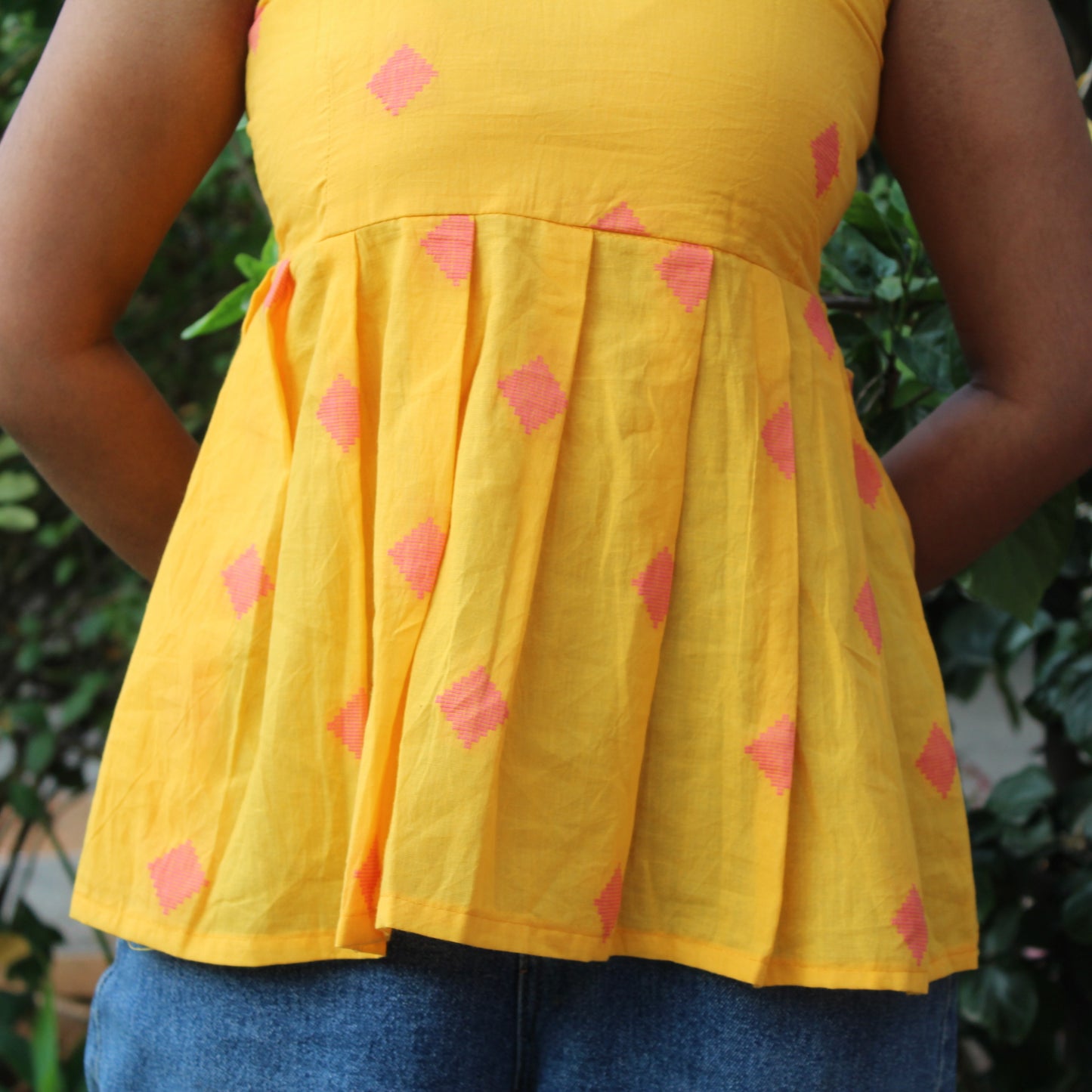 Ikat-Inspired Fit & Flare Top