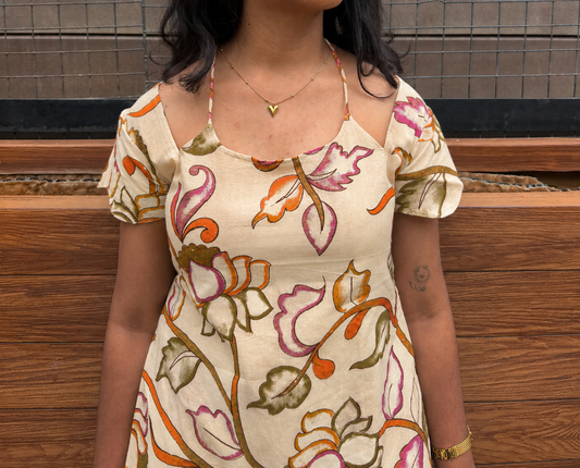 Kalamkari Lotus print Kurti