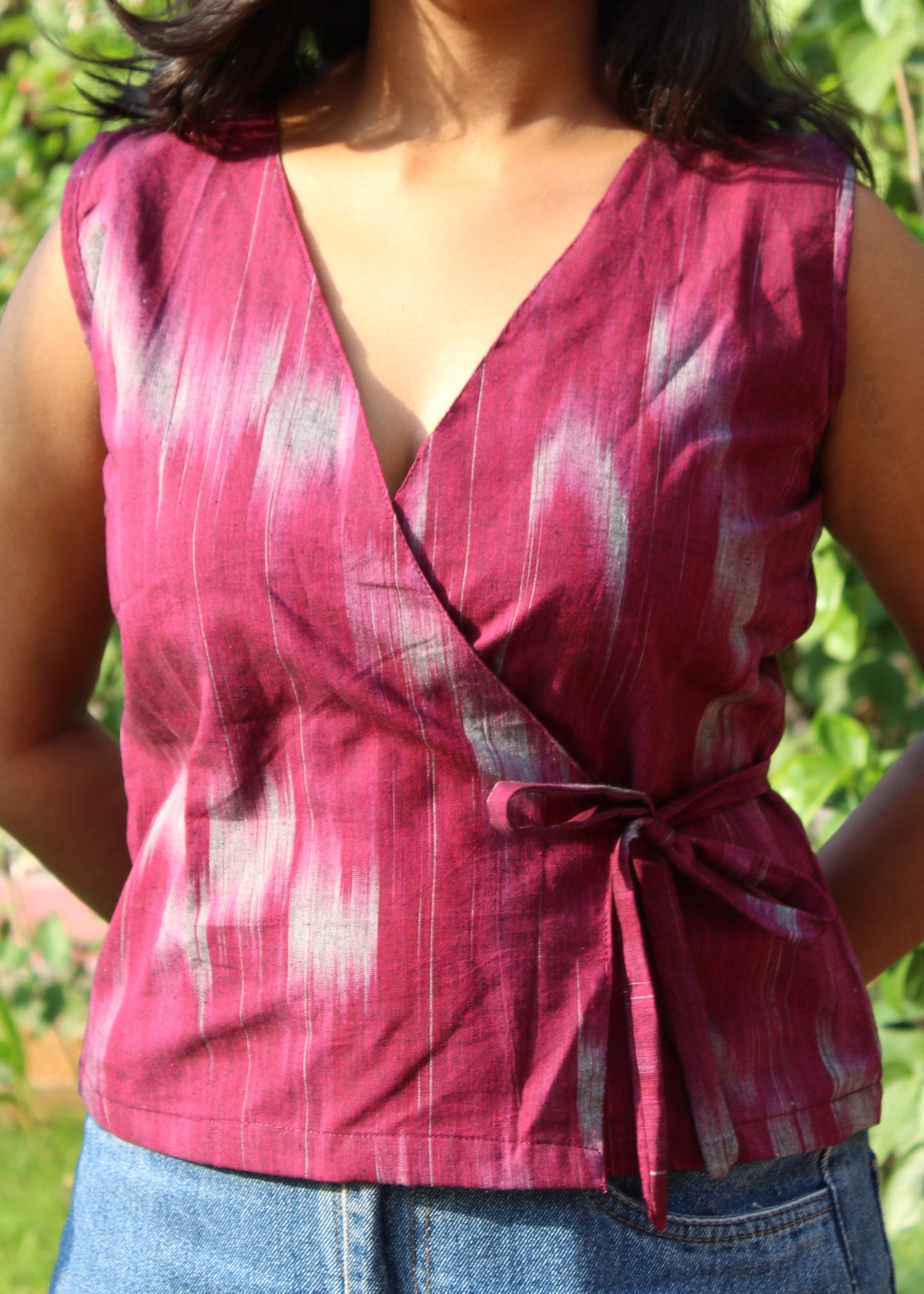 Ikkat Cotton Wrap Top