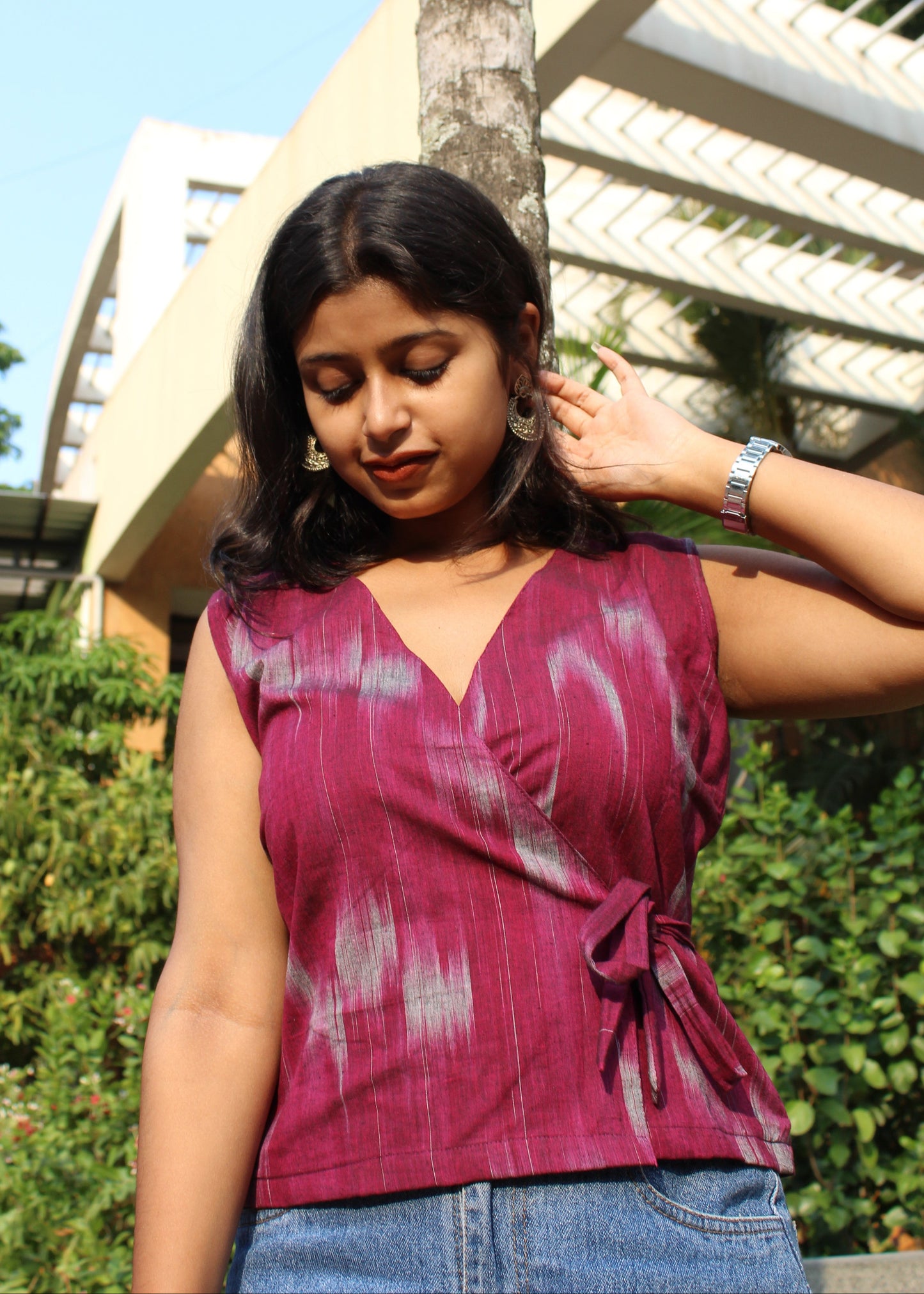 Ikkat Cotton Wrap Top