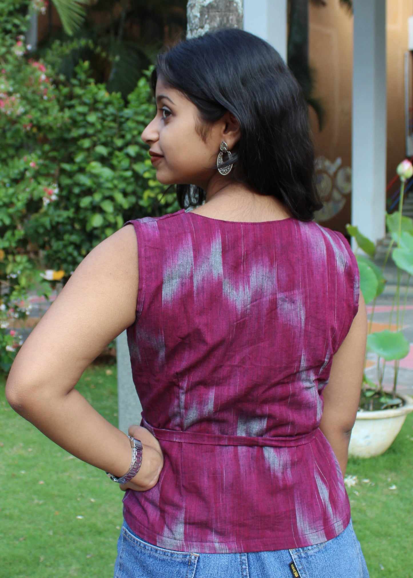 Ikkat Cotton Wrap Top